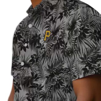 Custom Pittsburgh Pirates Hawaiian Shirt - Palm Leaf Pattern Black Summer Top