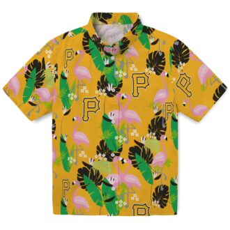 Flamingo Tropical Pittsburgh Pirates Shirt - Green Black Hawaiian Beach Style