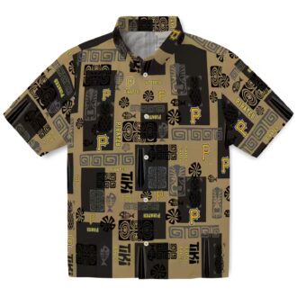 Men's Pittsburgh Pirates Black Hawaiian Shirt with Tribal Patterns - MLB Team Apparel