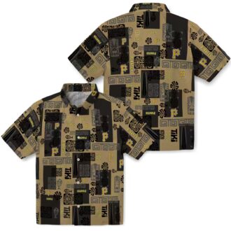 Men's Pittsburgh Pirates Black Hawaiian Shirt with Tribal Patterns - MLB Team Apparel