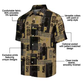 Men's Pittsburgh Pirates Black Hawaiian Shirt with Tribal Patterns - MLB Team Apparel