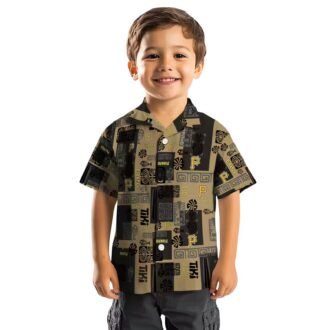 Men's Pittsburgh Pirates Black Hawaiian Shirt with Tribal Patterns - MLB Team Apparel