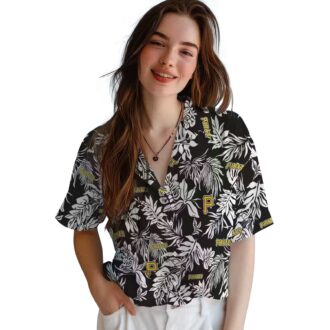 Men's Pittsburgh Pirates Tropical Hawaiian Shirt - Black White MLB Beach Shirt with Leaf Pattern