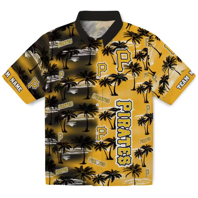 Men’s Pittsburgh Pirates Aloha Hawaiian Shirt - Custom Black Palm Fanwear for Game Day