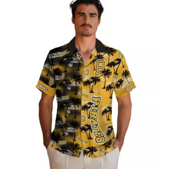 Men’s Pittsburgh Pirates Aloha Hawaiian Shirt - Custom Black Palm Fanwear for Game Day