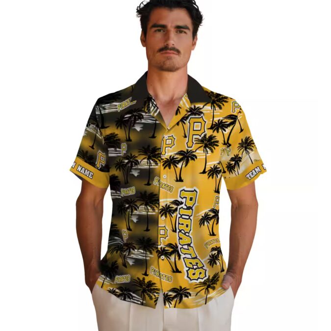 Men’s Pittsburgh Pirates Aloha Hawaiian Shirt - Custom Black Palm Fanwear for Game Day