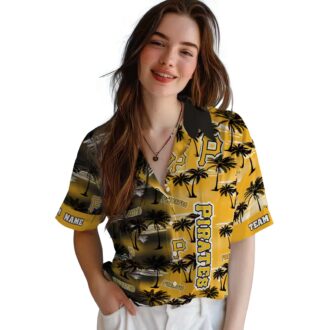 Men’s Pittsburgh Pirates Aloha Hawaiian Shirt - Custom Black Palm Fanwear for Game Day
