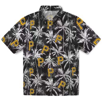 Men’s Pittsburgh Pirates Black Hawaiian Shirt - Palm Leaf Vacation Shirt