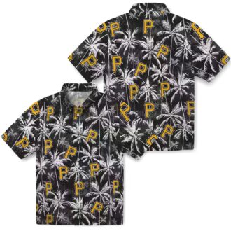 Men’s Pittsburgh Pirates Black Hawaiian Shirt - Palm Leaf Vacation Shirt
