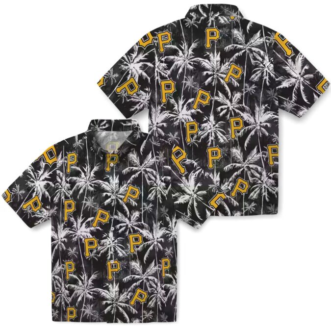 Men’s Pittsburgh Pirates Black Hawaiian Shirt - Palm Leaf Vacation Shirt