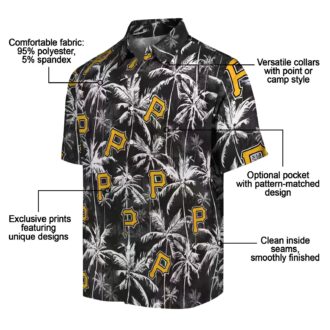 Men’s Pittsburgh Pirates Black Hawaiian Shirt - Palm Leaf Vacation Shirt