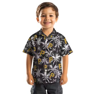 Men’s Pittsburgh Pirates Black Hawaiian Shirt - Palm Leaf Vacation Shirt