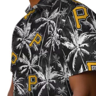 Men’s Pittsburgh Pirates Black Hawaiian Shirt - Palm Leaf Vacation Shirt