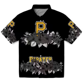 Men’s Pittsburgh Pirates Floral Hawaiian Shirt - Black Stripe Tropical MLB Wear