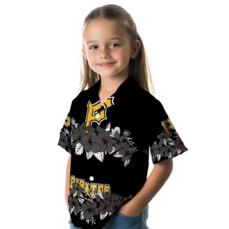 Men’s Pittsburgh Pirates Floral Hawaiian Shirt - Black Stripe Tropical MLB Wear