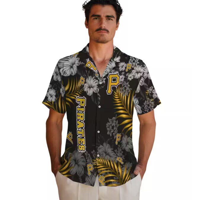 Men’s Pittsburgh Pirates Floral Shirt - Tropical Hawaiian Black MLB Apparel