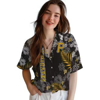 Men’s Pittsburgh Pirates Floral Shirt - Tropical Hawaiian Black MLB Apparel
