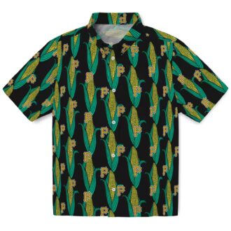 MLB Pittsburgh Pirates Corn Print Hawaiian Shirt - Black Green Beach Style