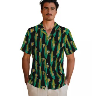 MLB Pittsburgh Pirates Corn Print Hawaiian Shirt - Black Green Beach Style