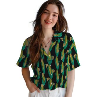 MLB Pittsburgh Pirates Corn Print Hawaiian Shirt - Black Green Beach Style