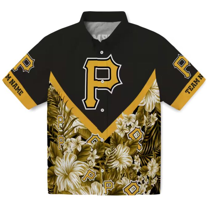 Personalized Pittsburgh Pirates Hawaiian Shirt - Black Chevron Floral Summer Wear