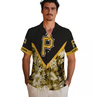 Personalized Pittsburgh Pirates Hawaiian Shirt - Black Chevron Floral Summer Wear