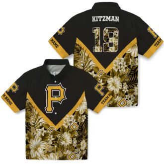 Personalized Pittsburgh Pirates Hawaiian Shirt - Black Chevron Floral Summer Wear