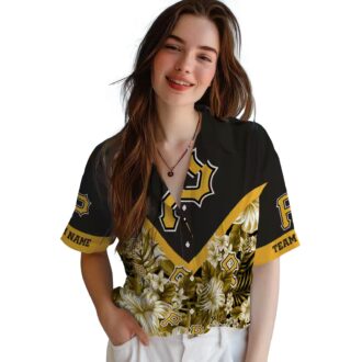 Personalized Pittsburgh Pirates Hawaiian Shirt - Black Chevron Floral Summer Wear