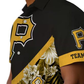 Personalized Pittsburgh Pirates Hawaiian Shirt - Black Chevron Floral Summer Wear