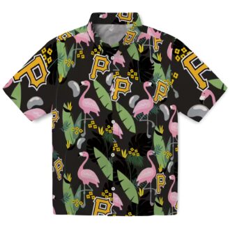 Pittsburgh Pirates Black Hawaiian Shirt - Flamingo Leaves Design for MLB Fans