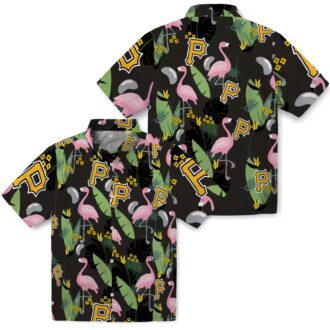 Pittsburgh Pirates Black Hawaiian Shirt - Flamingo Leaves Design for MLB Fans