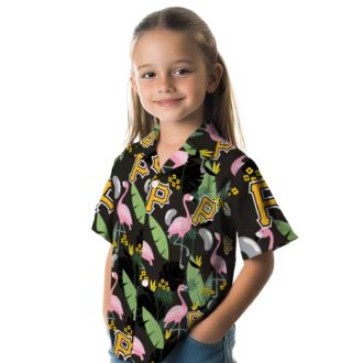 Pittsburgh Pirates Black Hawaiian Shirt - Flamingo Leaves Design for MLB Fans