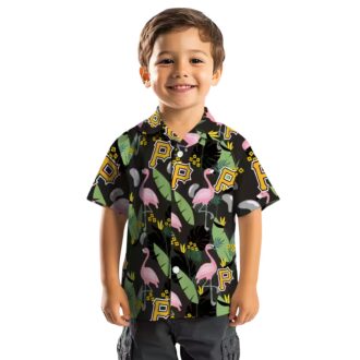 Pittsburgh Pirates Black Hawaiian Shirt - Flamingo Leaves Design for MLB Fans
