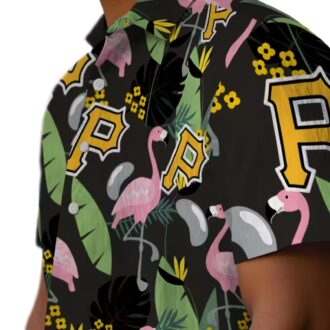 Pittsburgh Pirates Black Hawaiian Shirt - Flamingo Leaves Design for MLB Fans