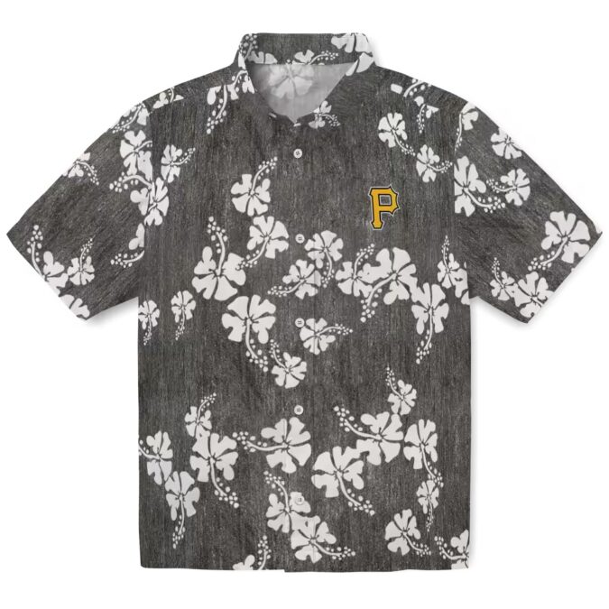 Pittsburgh Pirates Black Hawaiian Shirt with Hibiscus Clusters - Perfect MLB Fan Gift