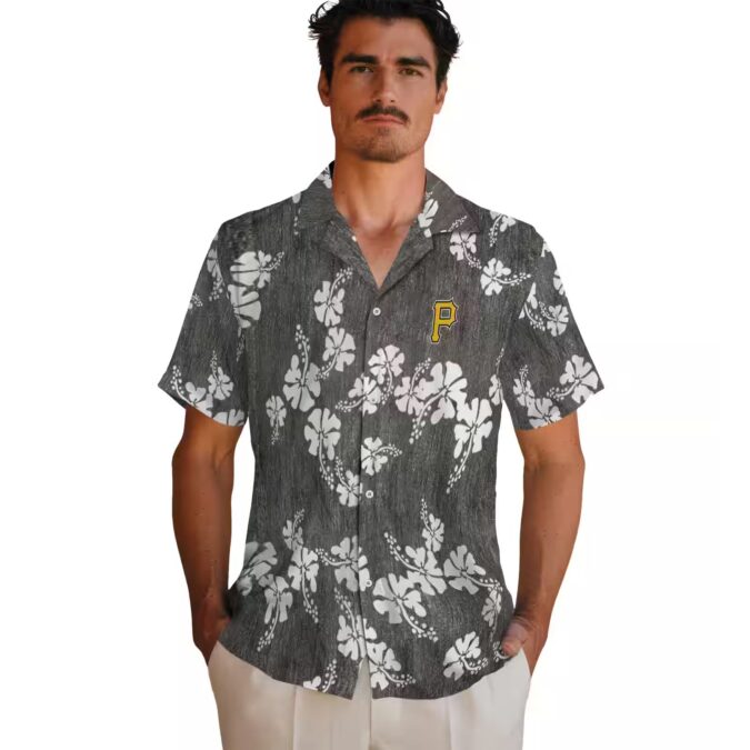 Pittsburgh Pirates Black Hawaiian Shirt with Hibiscus Clusters - Perfect MLB Fan Gift