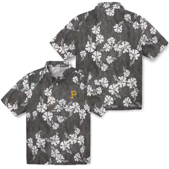 Pittsburgh Pirates Black Hawaiian Shirt with Hibiscus Clusters - Perfect MLB Fan Gift