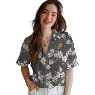 Pittsburgh Pirates Black Hawaiian Shirt with Hibiscus Clusters - Perfect MLB Fan Gift