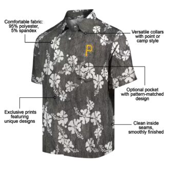 Pittsburgh Pirates Black Hawaiian Shirt with Hibiscus Clusters - Perfect MLB Fan Gift