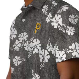 Pittsburgh Pirates Black Hawaiian Shirt with Hibiscus Clusters - Perfect MLB Fan Gift