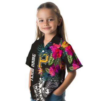 Pittsburgh Pirates Floral Polynesian Black Hawaiian Shirt - MLB Team Summer Shirt for Fans