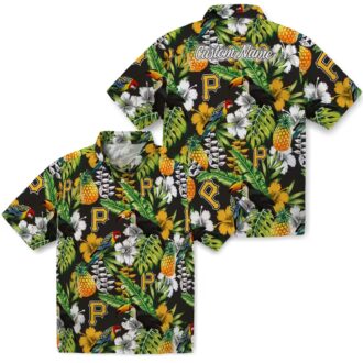 Pittsburgh Pirates Floral Toucan Beach Hawaiian Shirt - Black Green Tropical Vacation Wear