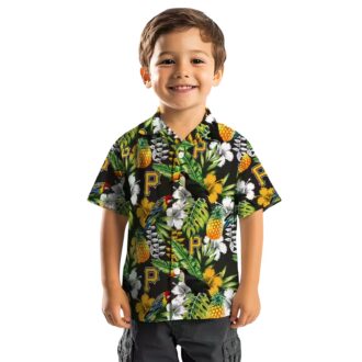 Pittsburgh Pirates Floral Toucan Beach Hawaiian Shirt - Black Green Tropical Vacation Wear