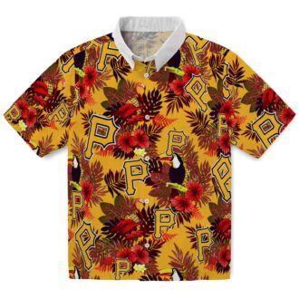 Pittsburgh Pirates Floral Toucan Hawaiian Shirt - Tropical Beachwear with Black & Red Design