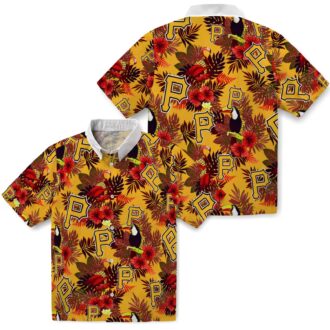 Pittsburgh Pirates Floral Toucan Hawaiian Shirt - Tropical Beachwear with Black & Red Design