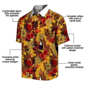 Pittsburgh Pirates Floral Toucan Hawaiian Shirt - Tropical Beachwear with Black & Red Design