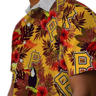 Pittsburgh Pirates Floral Toucan Hawaiian Shirt - Tropical Beachwear with Black & Red Design