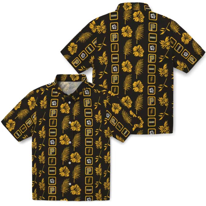 Pittsburgh Pirates Framed Floral Black Hawaiian Shirt - MLB Team Summer Beach Shirt
