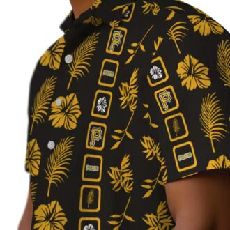 Pittsburgh Pirates Framed Floral Black Hawaiian Shirt - MLB Team Summer Beach Shirt