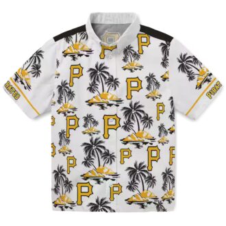 Pittsburgh Pirates Hawaiian Summer Shirt - Palm Island Black White Print for Men